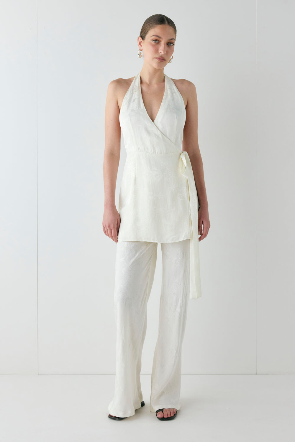 Josefin Jacquard Pants Cream