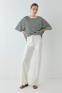 Josefin Jacquard Pants Cream