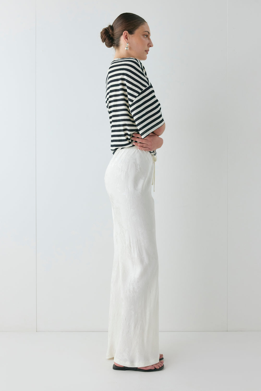 Josefin Jacquard Pants Cream