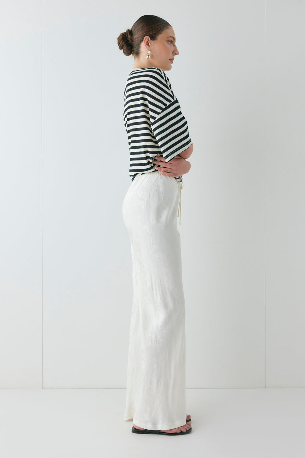 Josefin Jacquard Pants Cream
