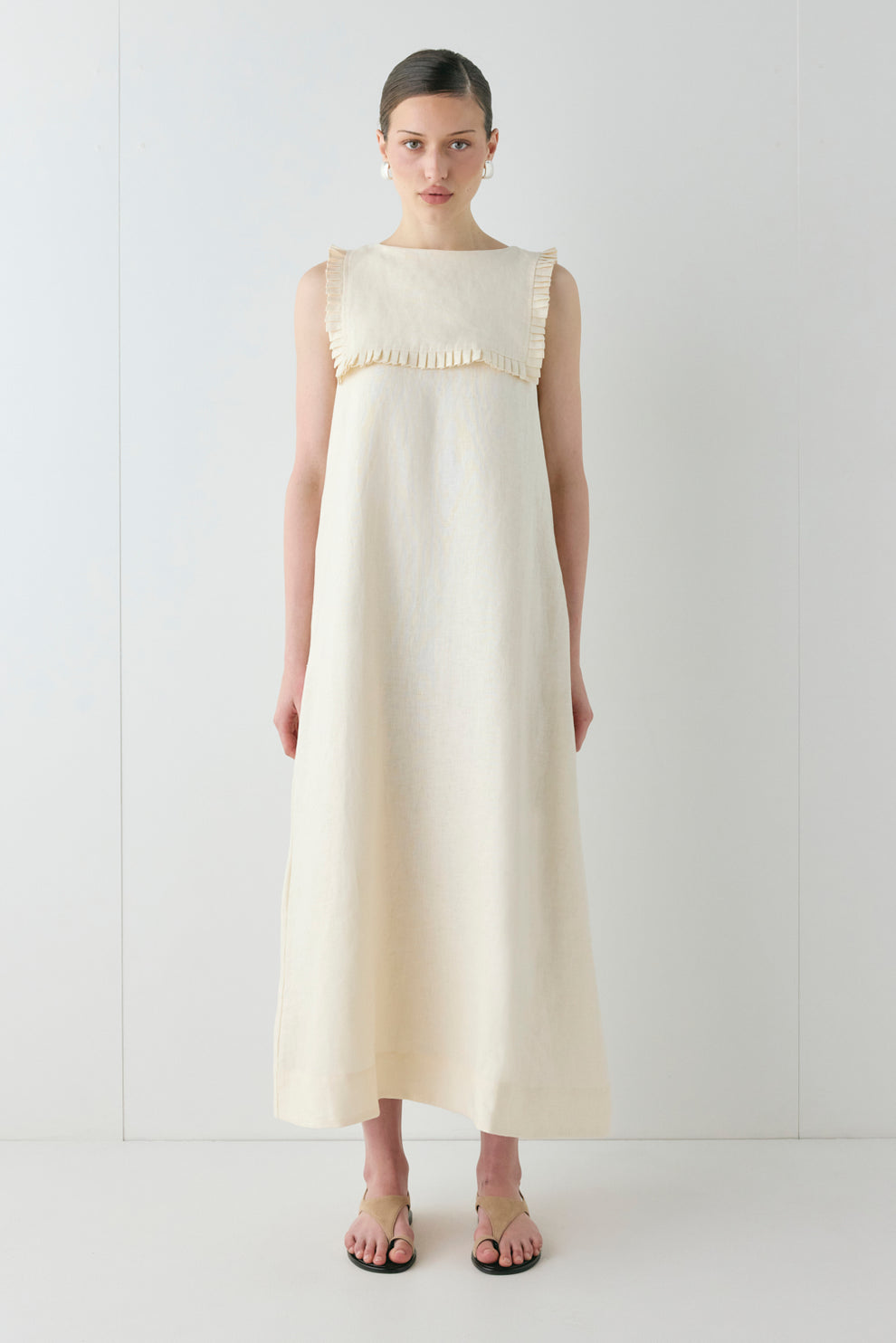 Maggie Linen Midi Dress Cream - size:Sophia:AU 6 / US 2