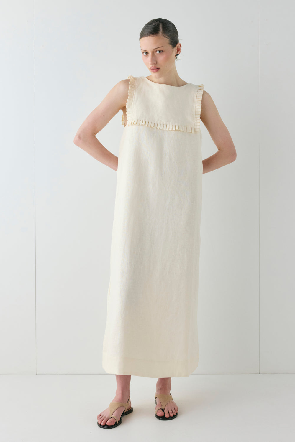 Maggie Linen Midi Dress Cream
