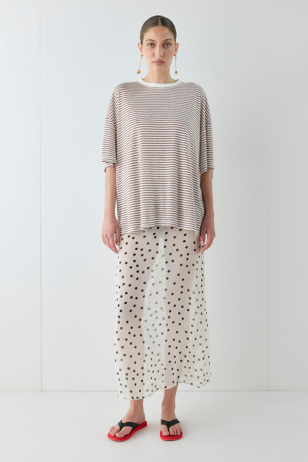 Willow Tee Brown Stripe - size:Kailee:AU 6 / US 2