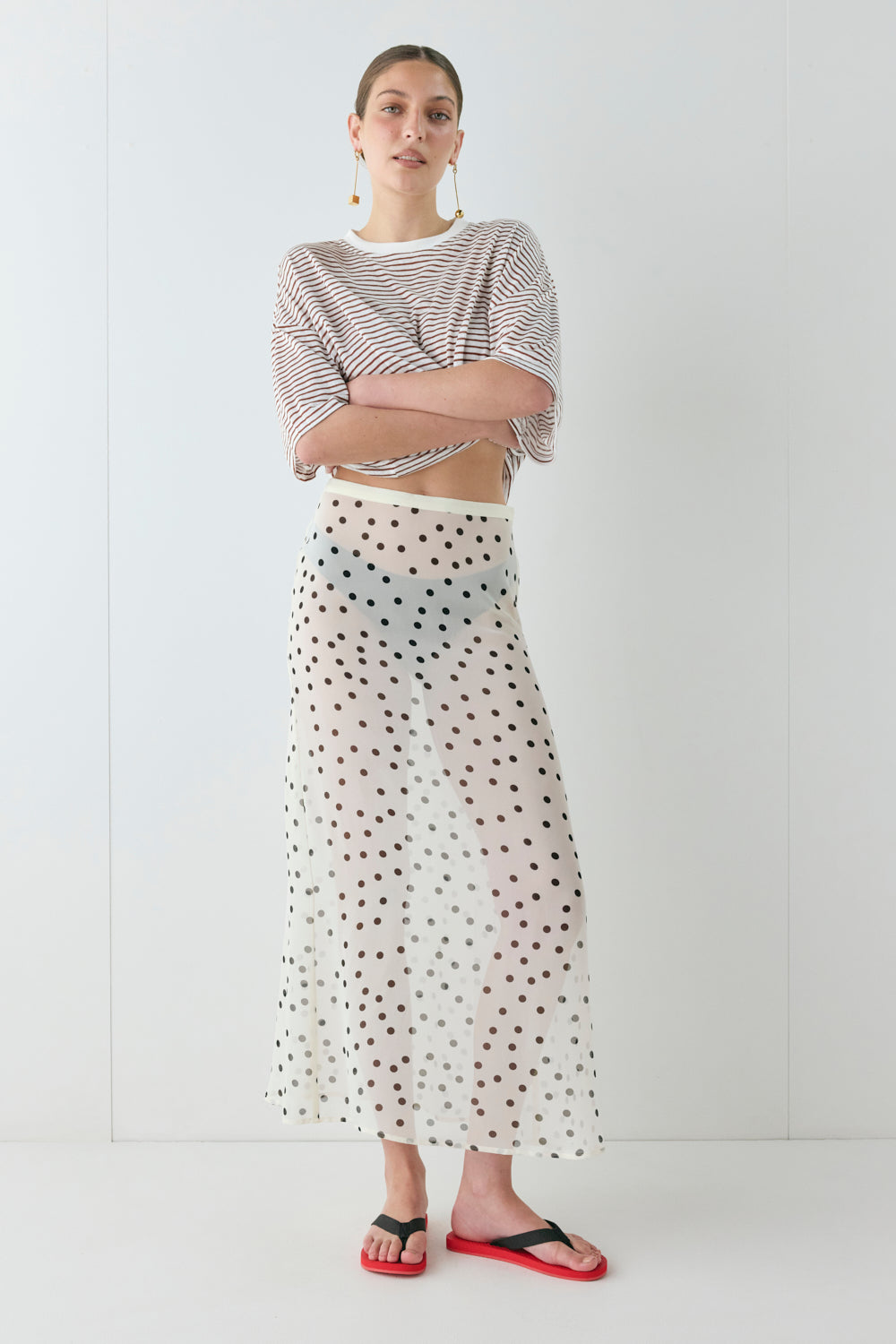 Vilma Sheer Maxi Skirt Polka Dot