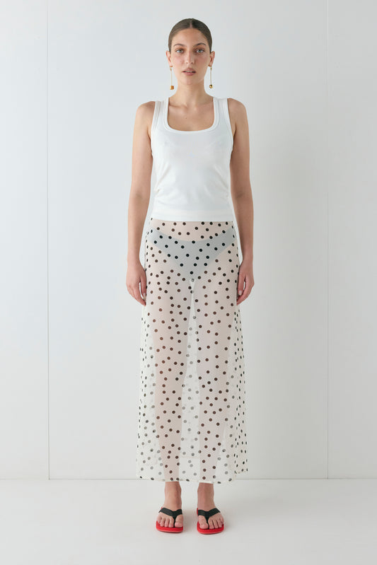 Vilma Sheer Maxi Skirt Polka Dot - size:Kailee:AU 6 / US 2