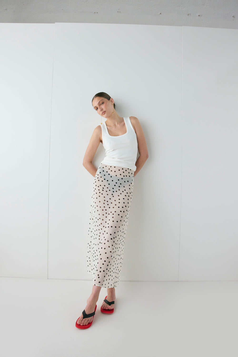 Vilma Sheer Maxi Skirt Polka Dot