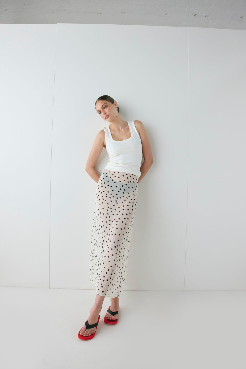 Vilma Sheer Maxi Skirt Polka Dot