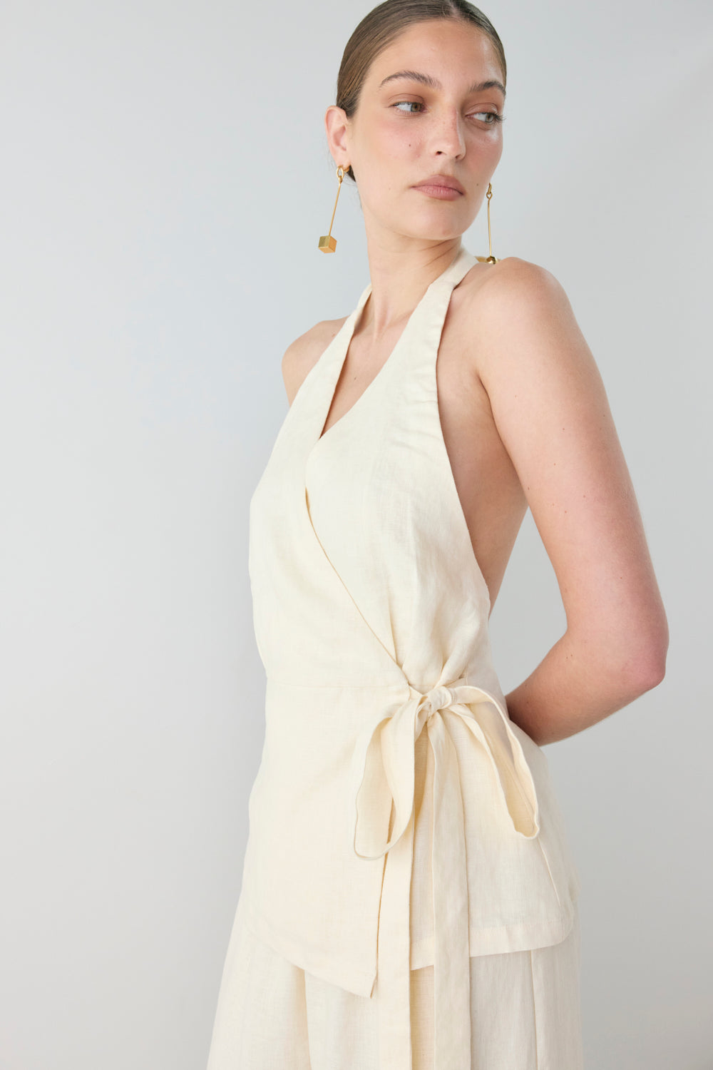 Prue Linen Top Cream