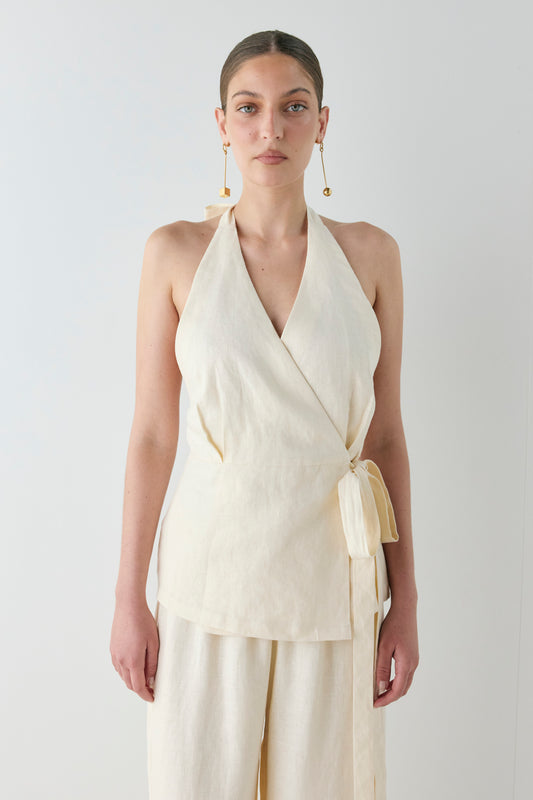 Prue Linen Top Cream - size:Kailee:AU 6 / US 2