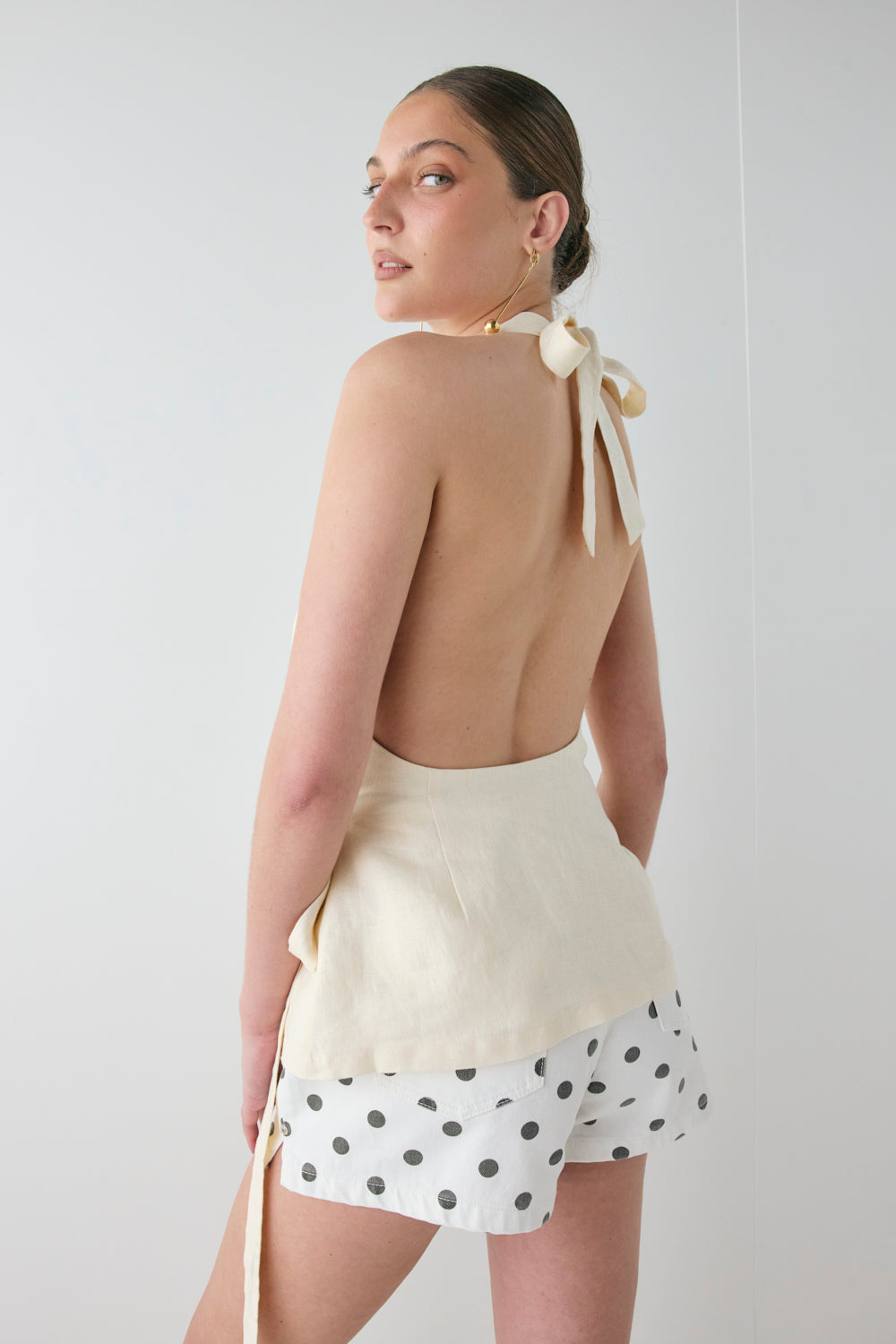 Prue Linen Top Cream