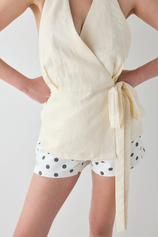 Prue Linen Top Cream - size:Kailee:AU 6 / US 2