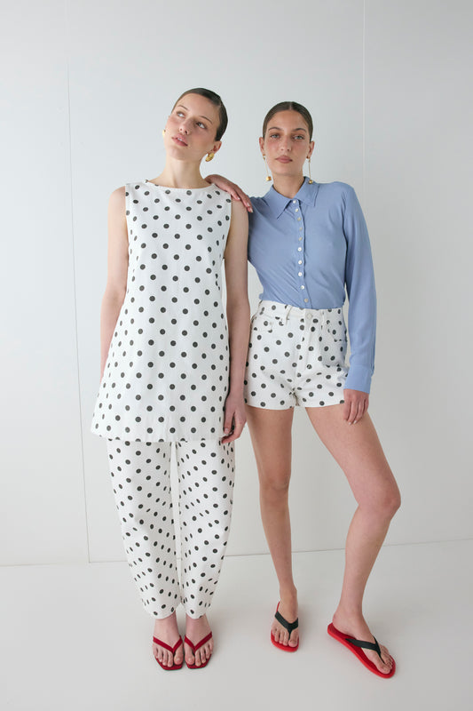 Aftersun Denim Mini Dress Polka Dot - size:Kailee:AU 6 / US 2