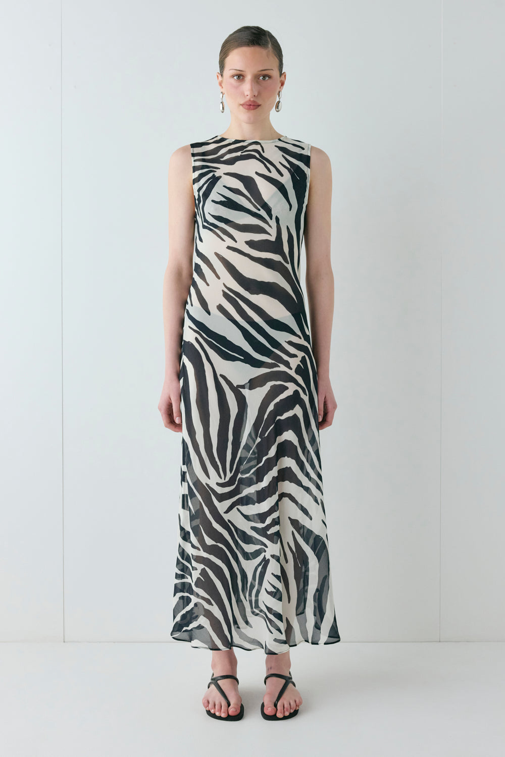 Francesca Sheer Maxi Dress Zebra - size:Sophia:AU 6 / US 2