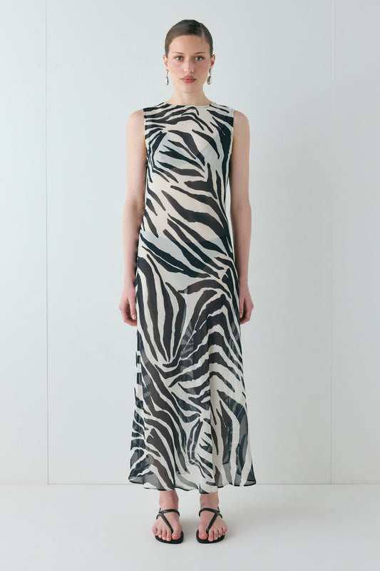 Francesca Sheer Maxi Dress Zebra - size:Sophia:AU 6 / US 2