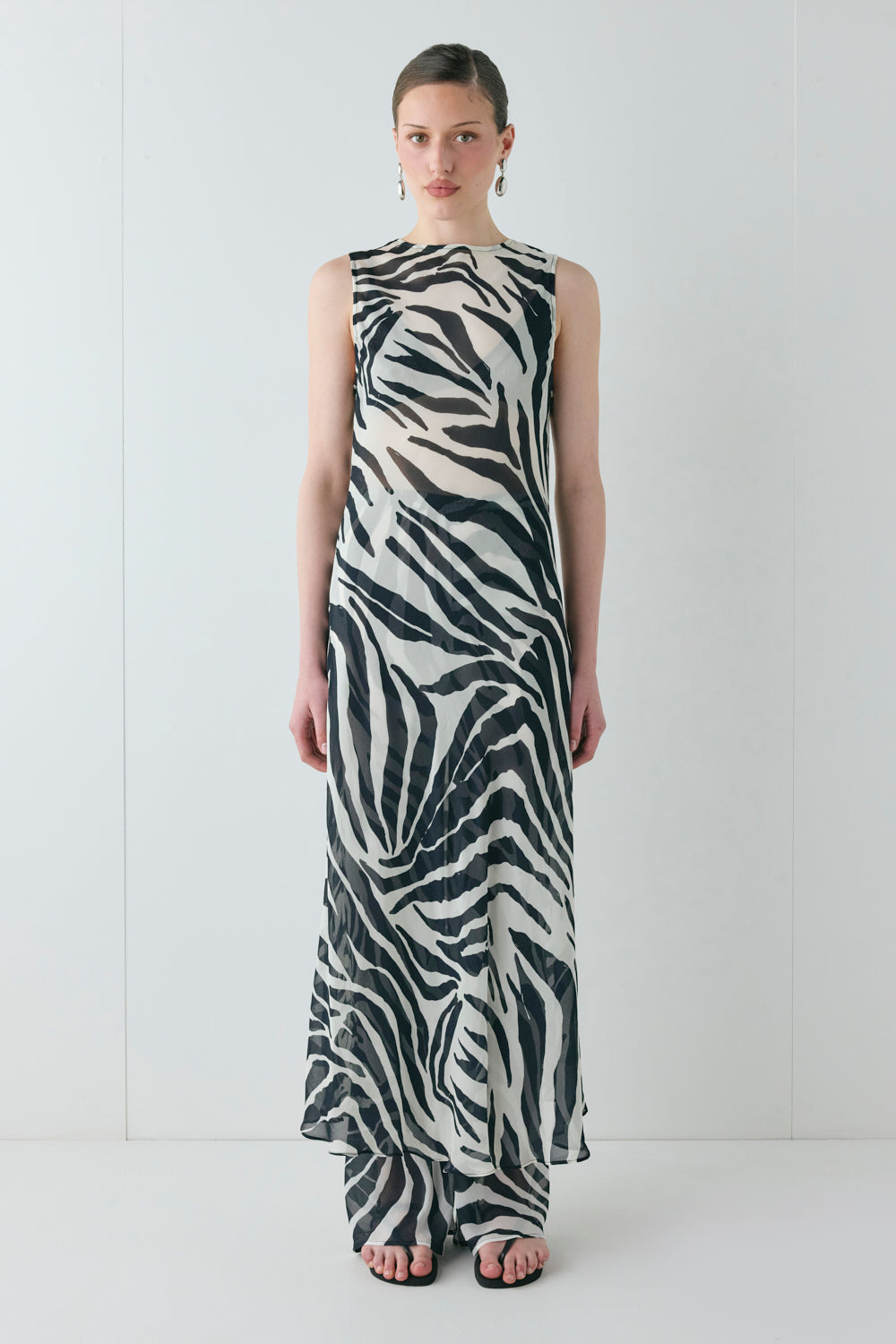 Francesca Sheer Maxi Dress Zebra