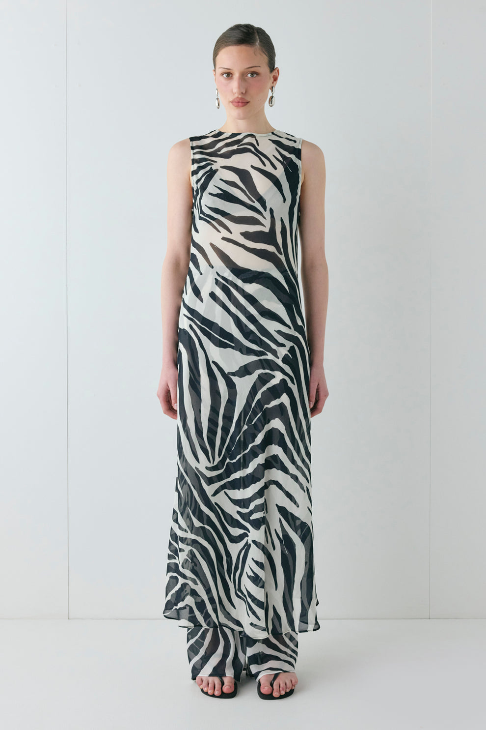 Francesca Sheer Maxi Dress Zebra
