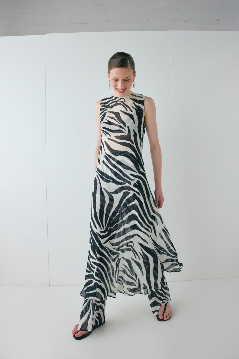 Francesca Sheer Maxi Dress Zebra