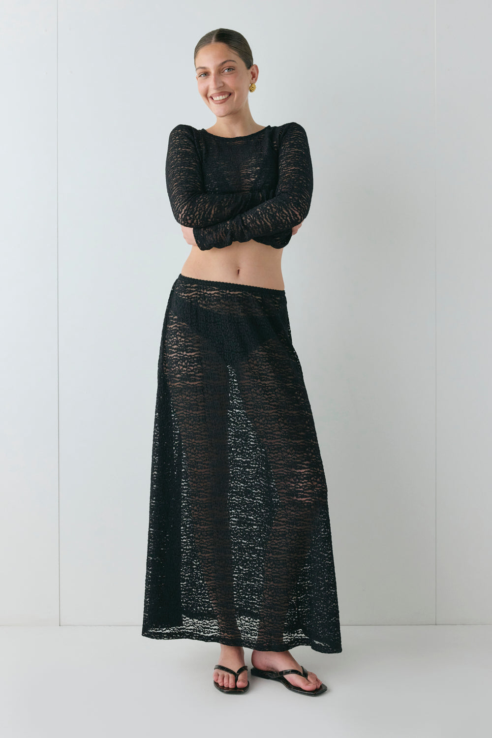 Jada Lace Maxi Skirt Black - size:Kailee:AU 6 / US 2