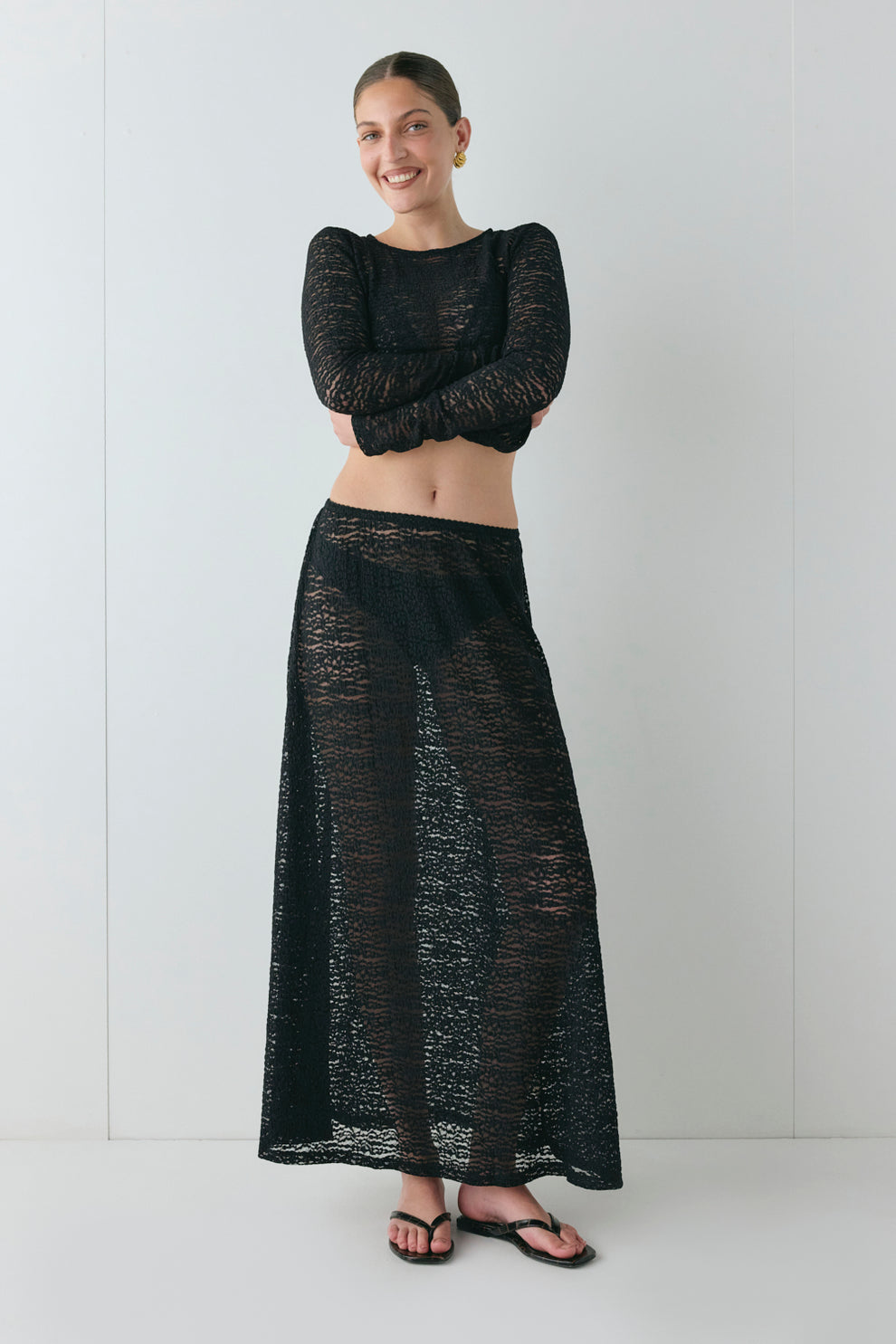 Jada Lace Maxi Skirt Black - size:Kailee:AU 6 / US 2