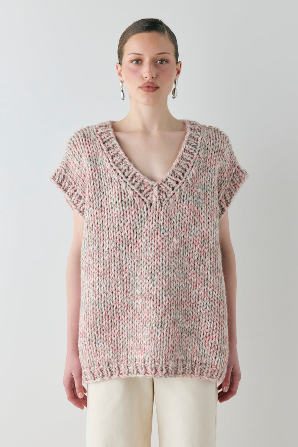 Bobbie Knit Tunic Vest Pink Marle – VRG GRL