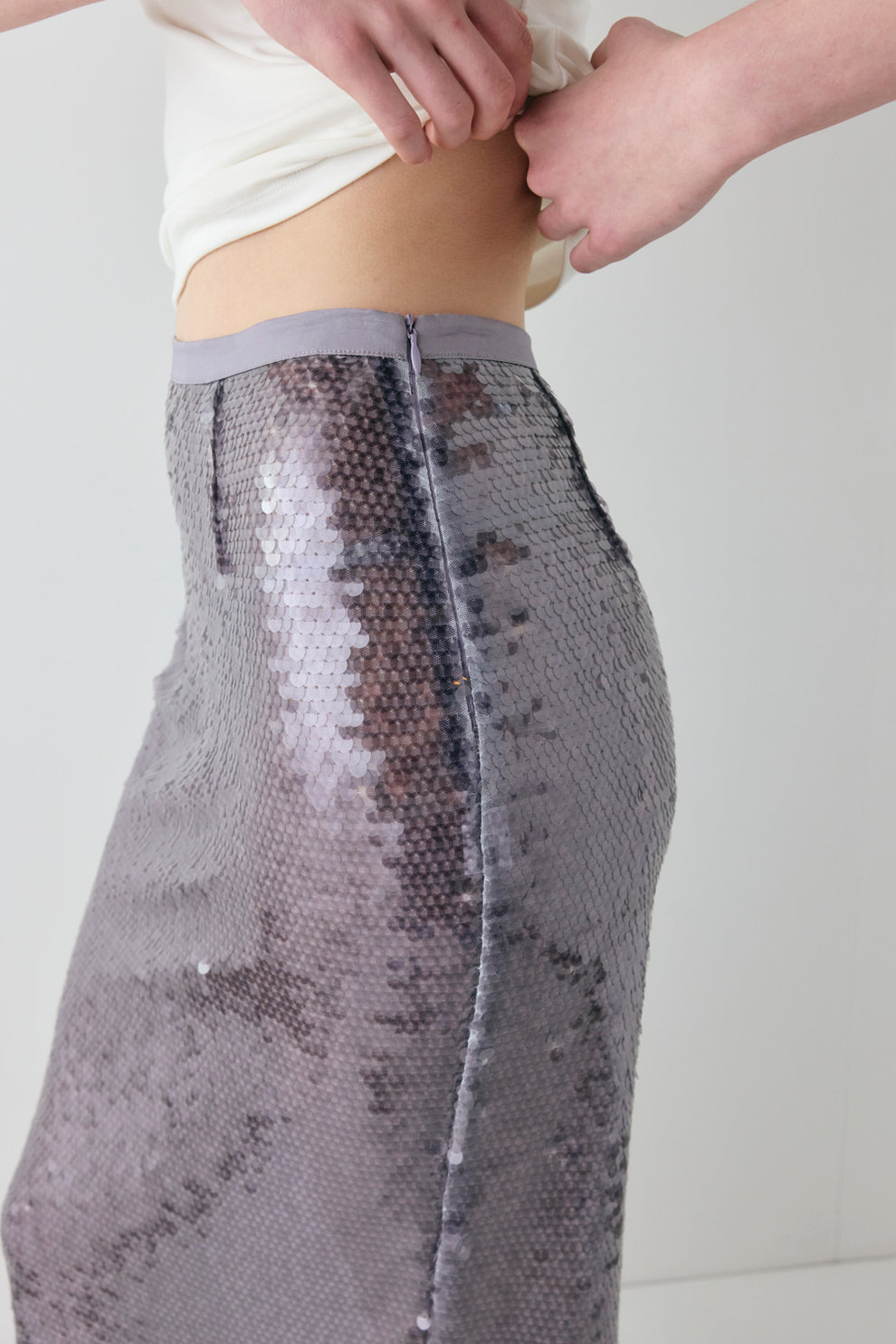 Devyn Sequin Midi Skirt Mauve