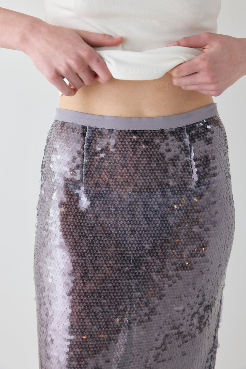 Devyn Sequin Midi Skirt Mauve