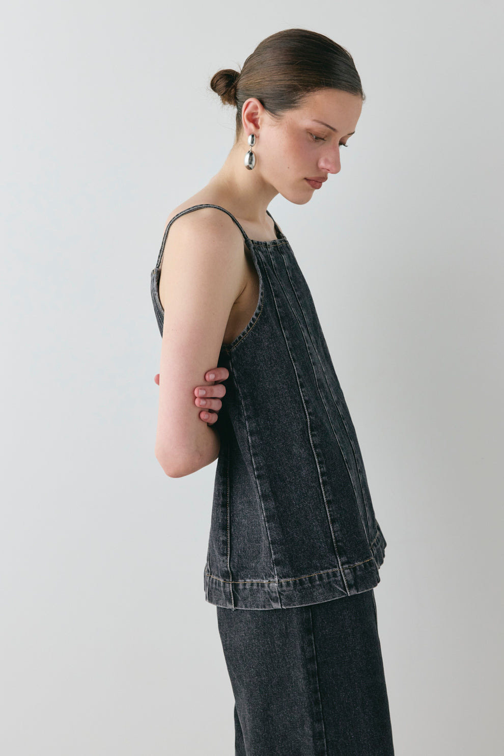 Sabina Denim Top Washed Black