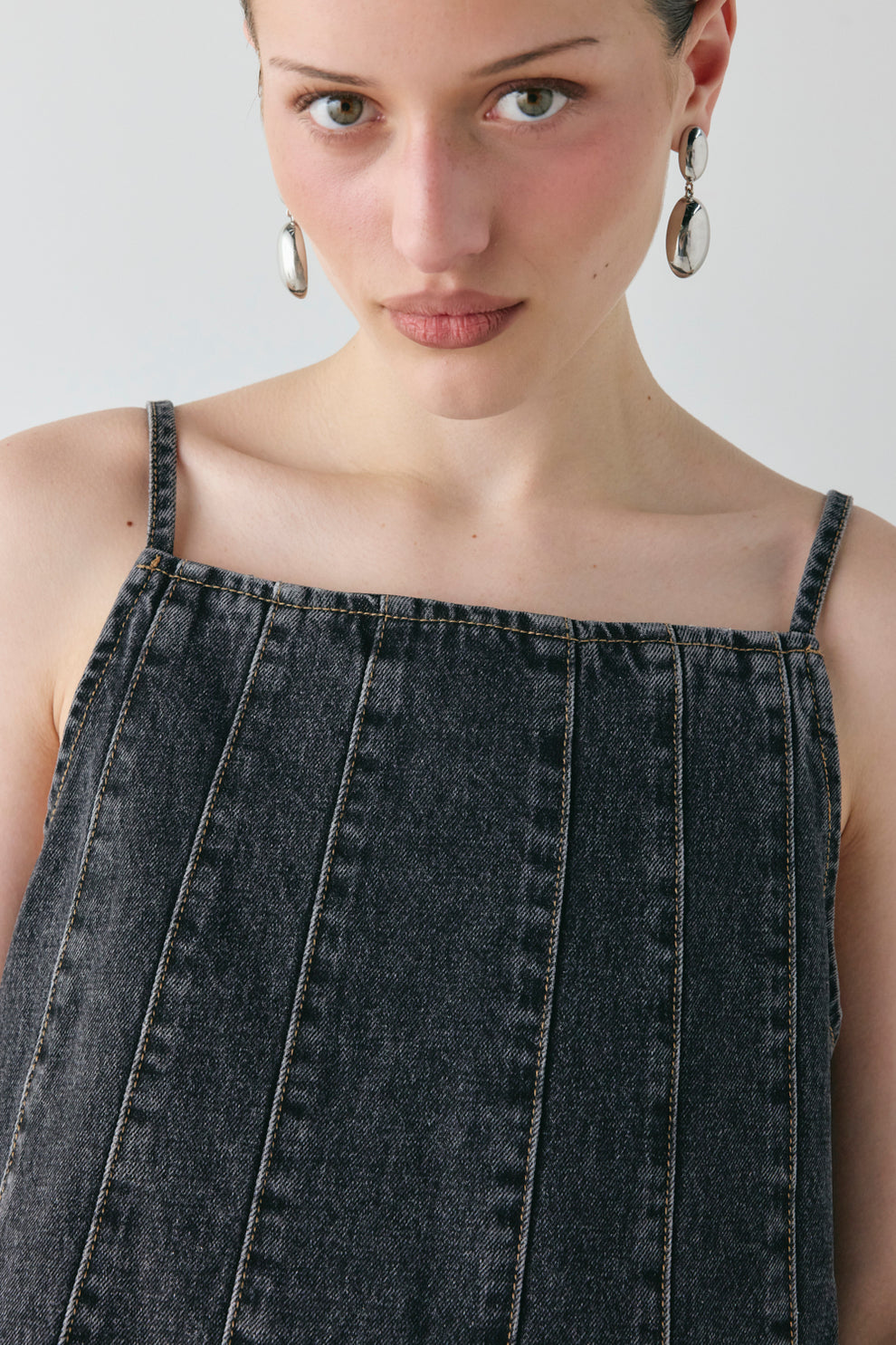 Sabina Denim Top Washed Black