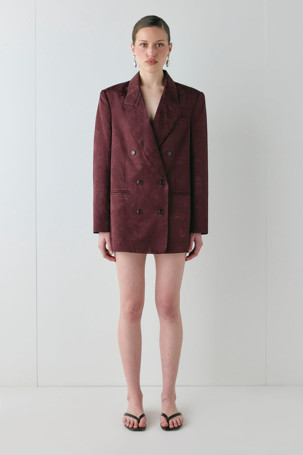 Kyra Jacquard Blazer Wine - size:Sophia:AU 6 / US 2