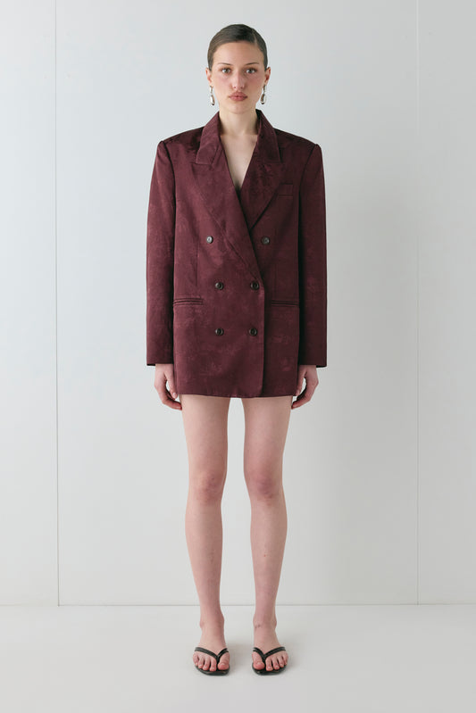 Kyra Jacquard Blazer Wine - size:Sophia:AU 6 / US 2