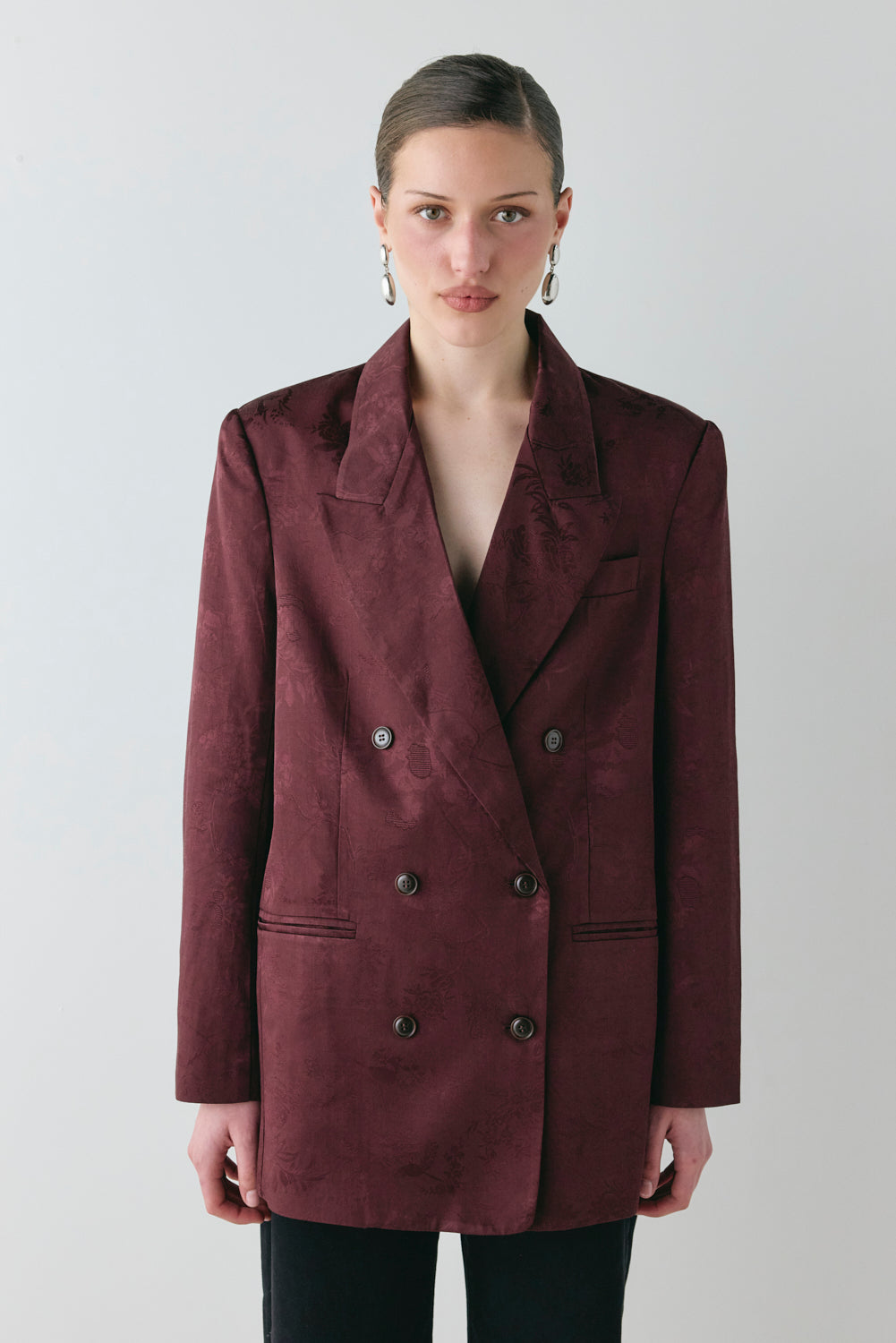Kyra Jacquard Blazer Wine