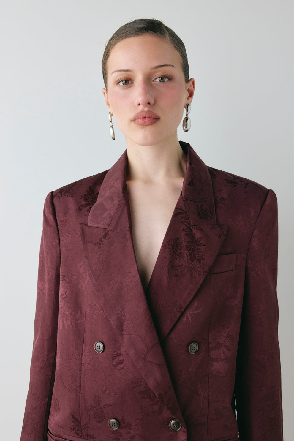 Kyra Jacquard Blazer Wine