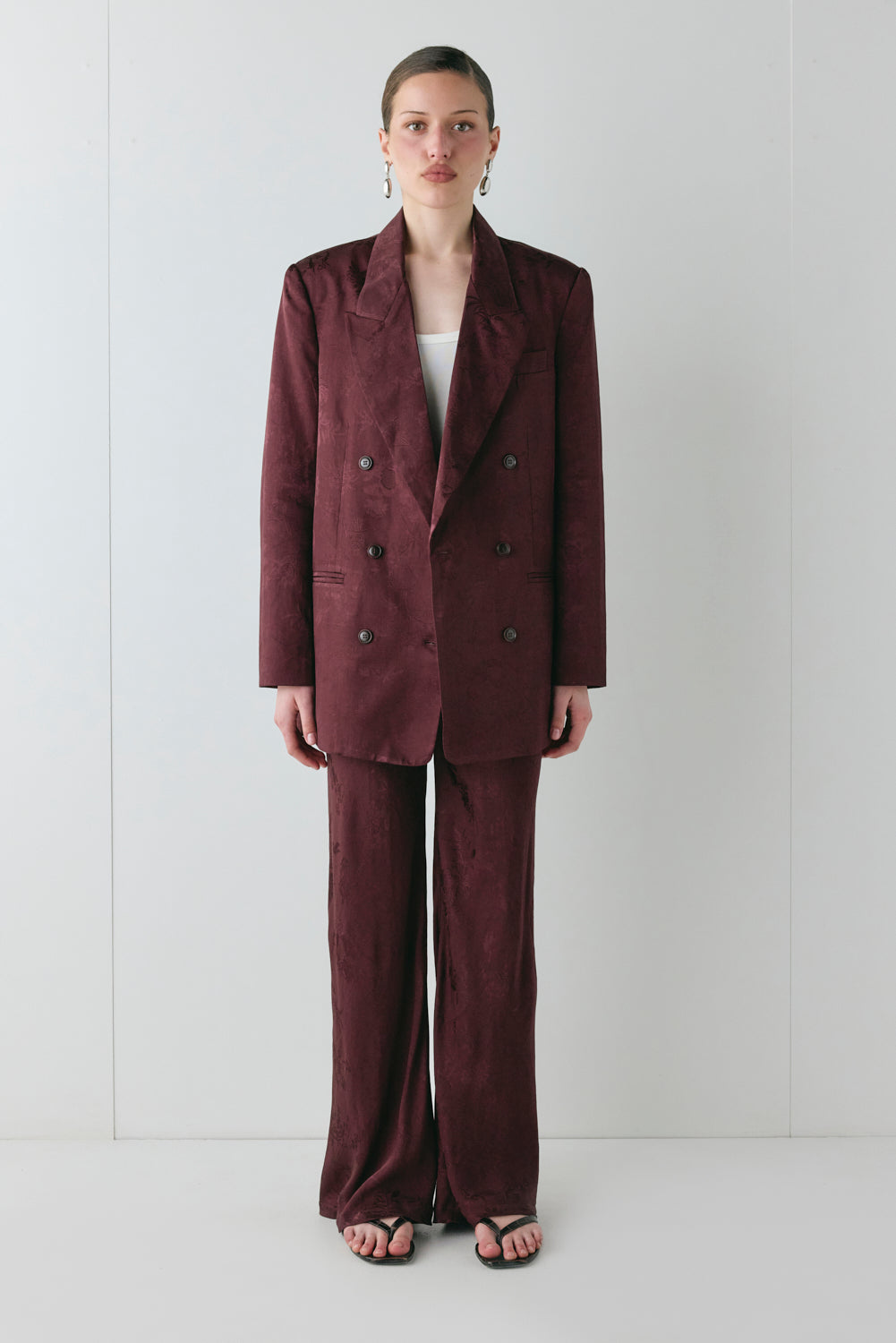 Josefin Jacquard Pants Wine