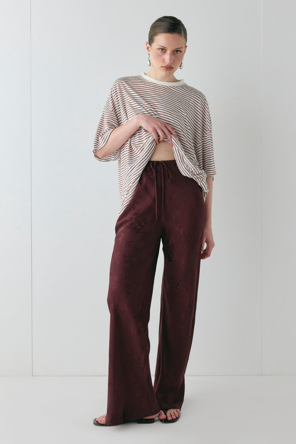 Josefin Jacquard Pants Wine