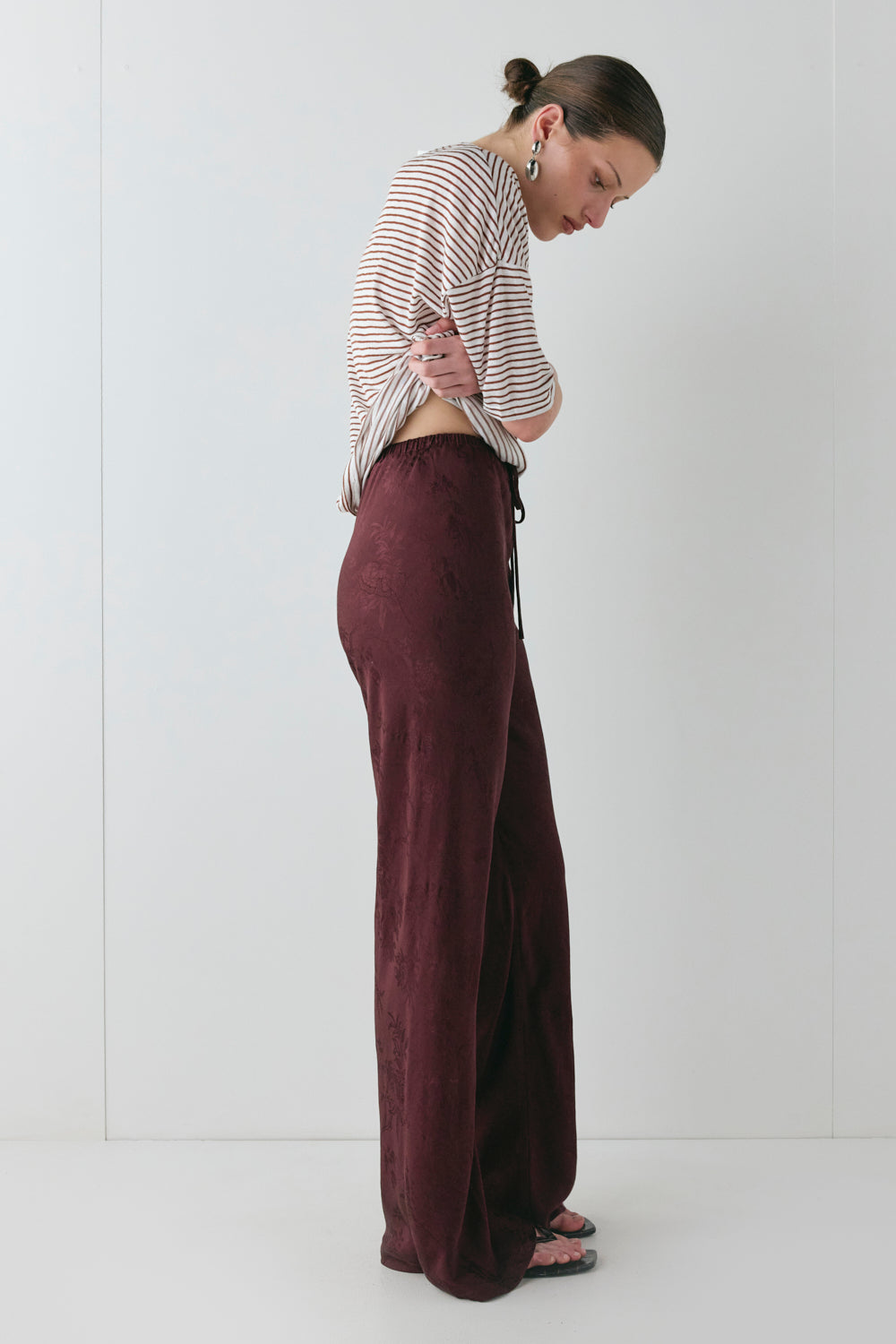 Josefin Jacquard Pants Wine
