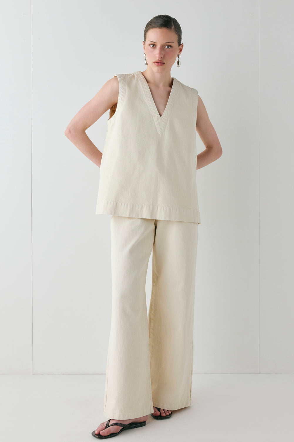 Muni Denim Tunic Top Cream