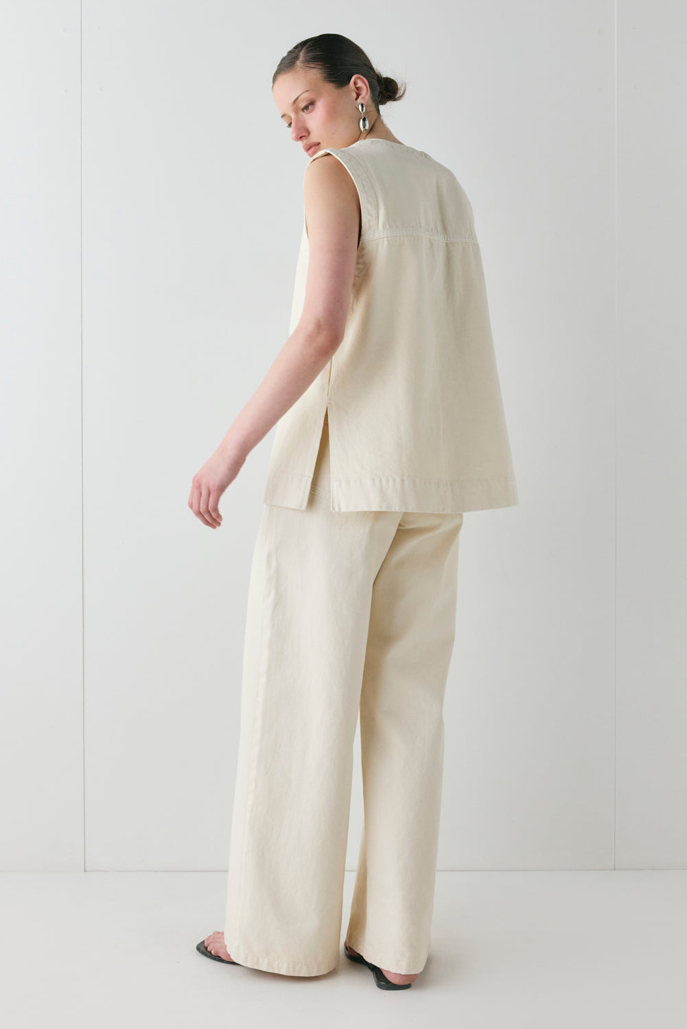 Muni Denim Tunic Top Cream