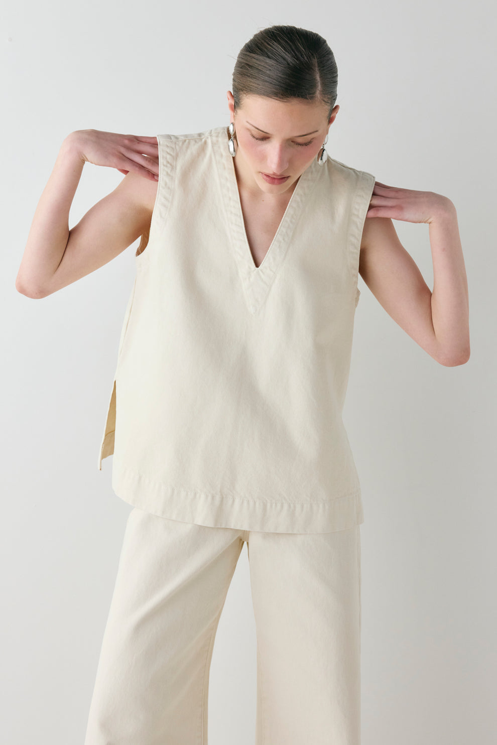 Muni Denim Tunic Top Cream