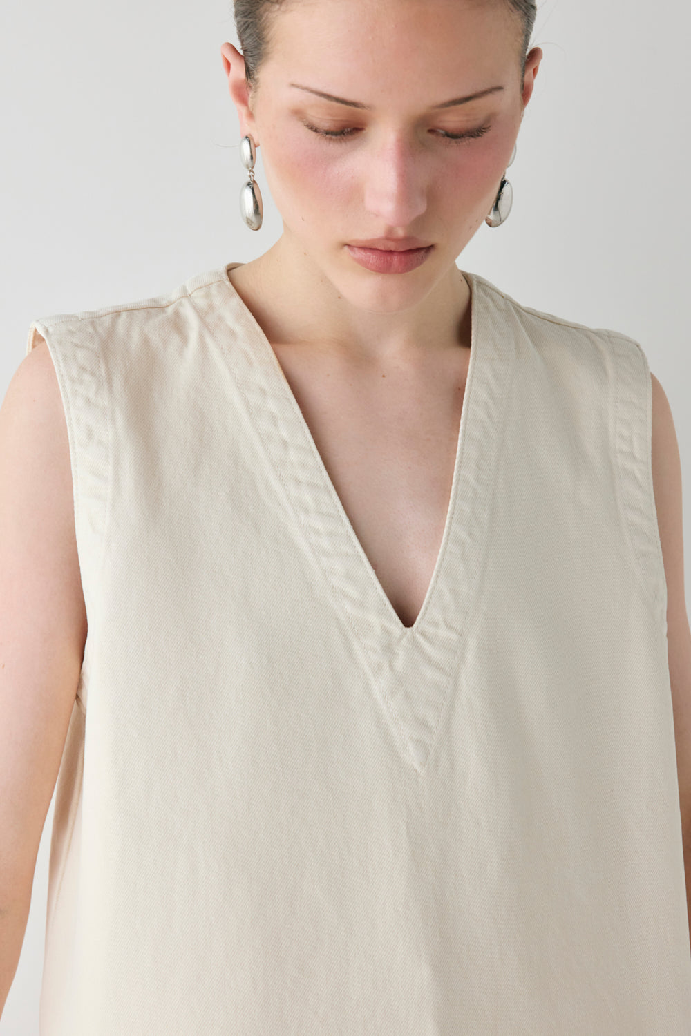 Muni Denim Tunic Top Cream