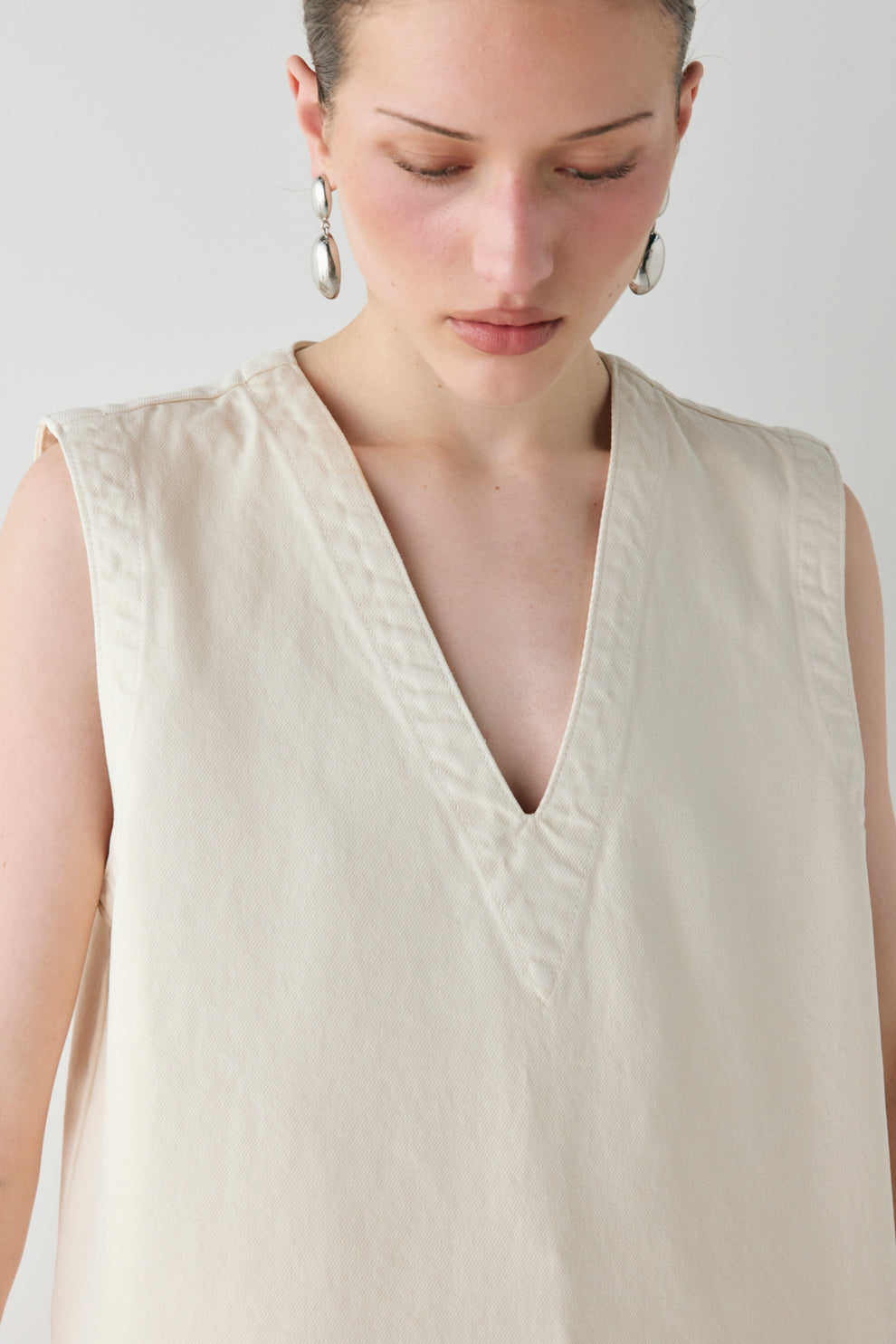 Muni Denim Tunic Top Cream