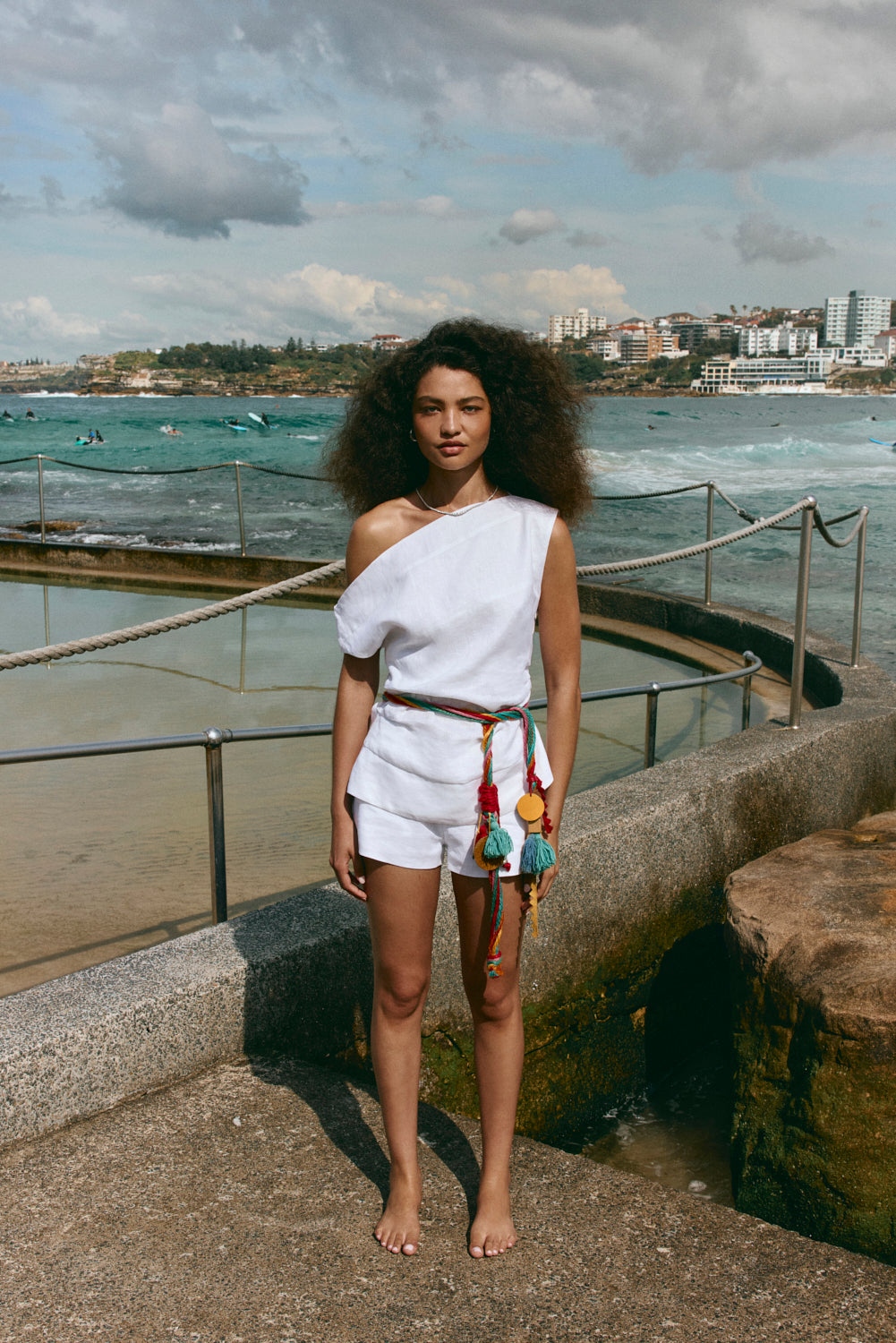 Levy Linen Shorts White