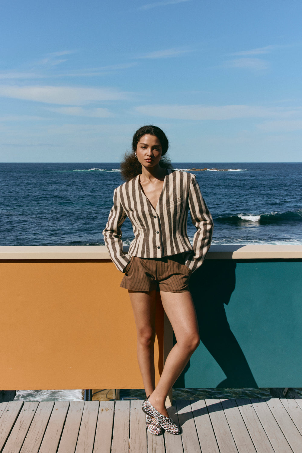 Nerida Blazer Charcoal Stripe