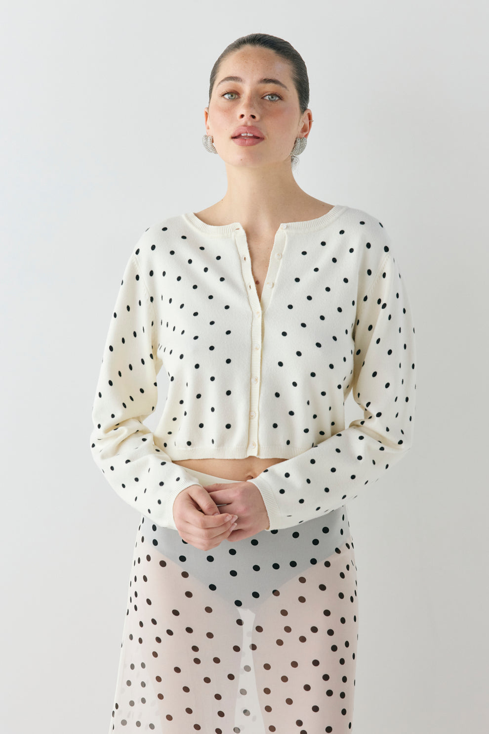 Ella Knit Cardigan Polka Dot - size:Ruby:AU 6 / US 2