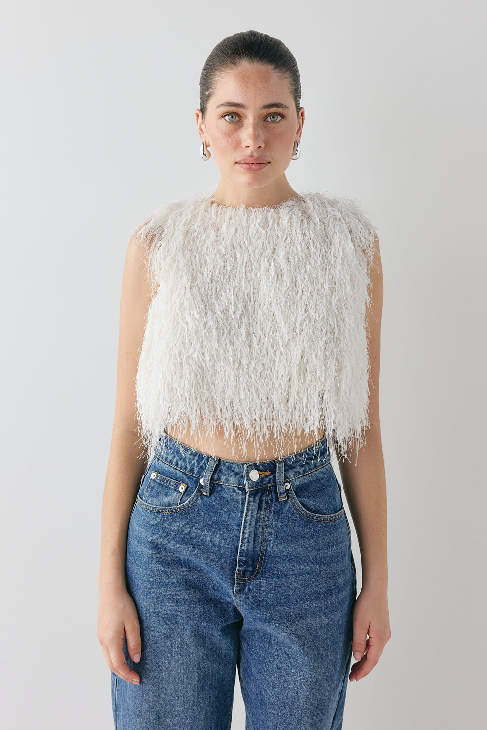 Vivia Fringe Top White – VRG GRL