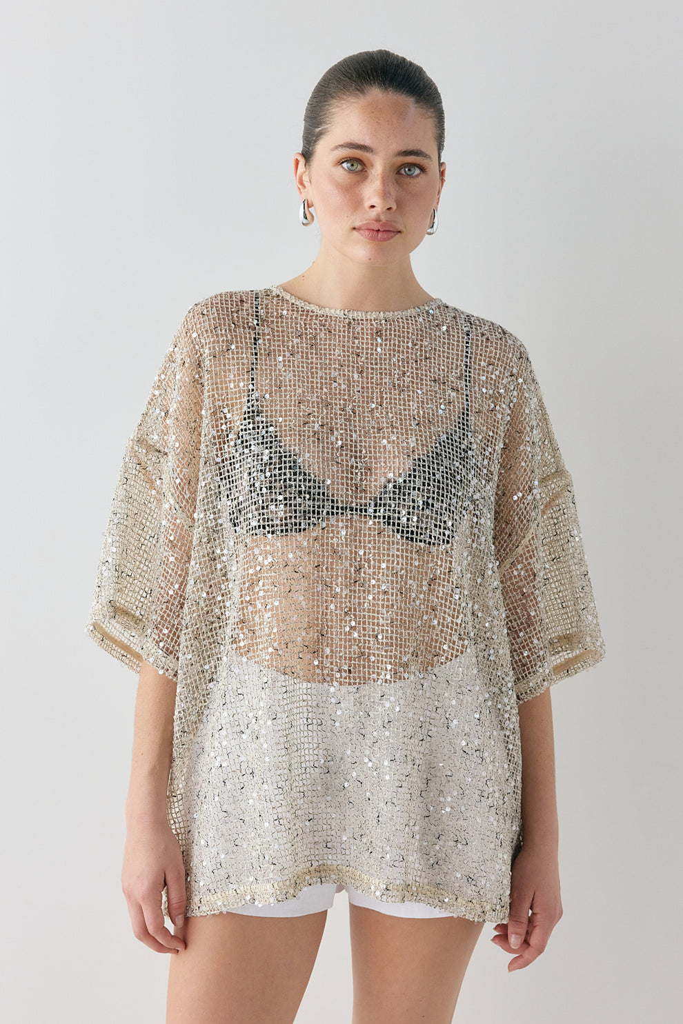 Arden Sequin Top Cream - size:Ruby:AU 6 / US 2