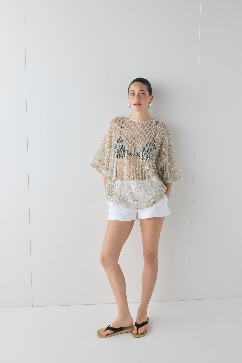 Arden Sequin Top Cream