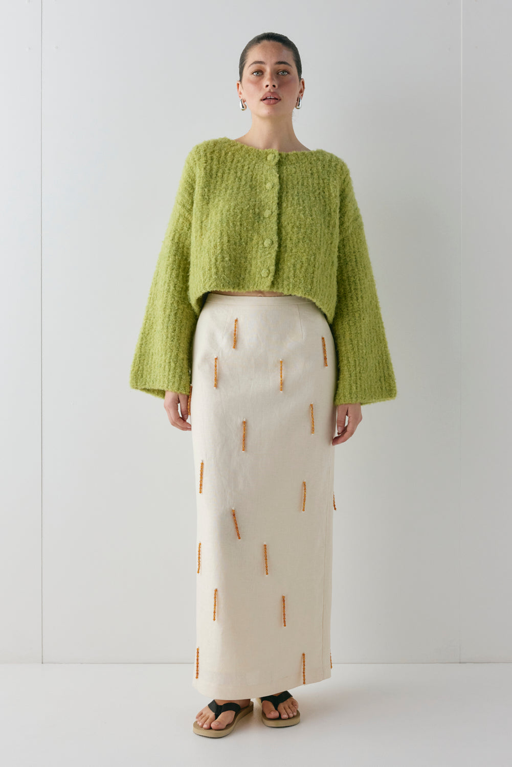 Lacy Knit Cardigan Lime - size:Ruby:S