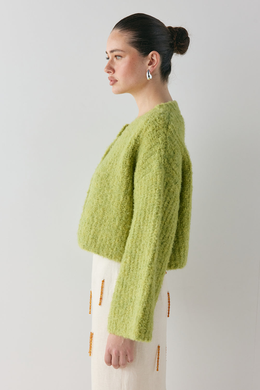 Lacy Knit Cardigan Lime