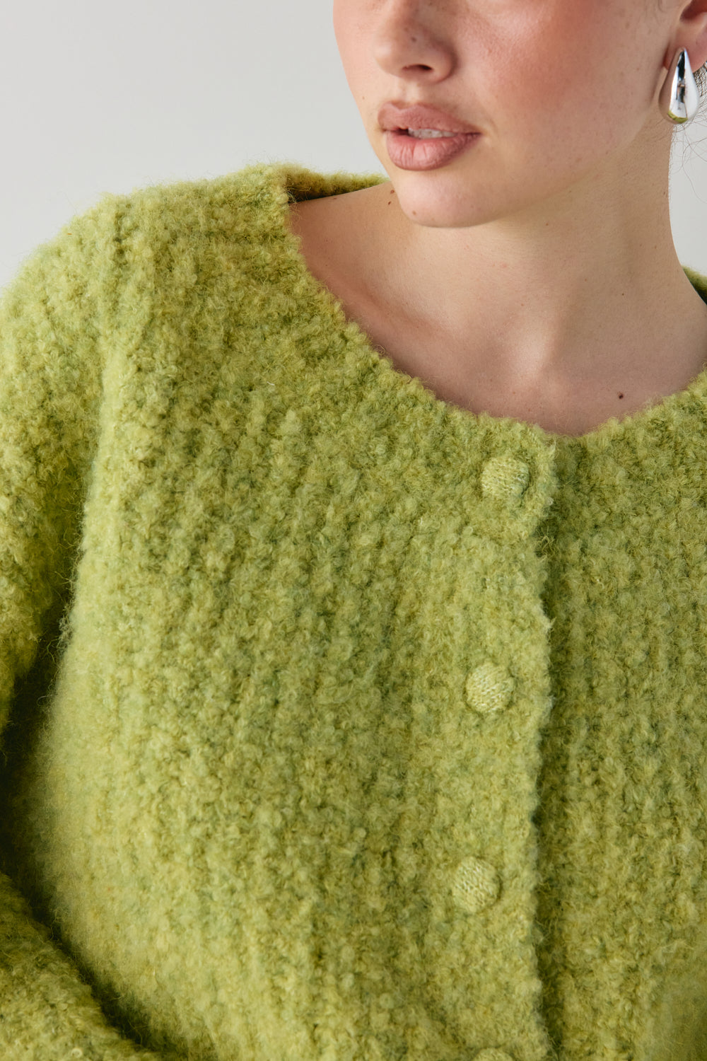 Lacy Knit Cardigan Lime