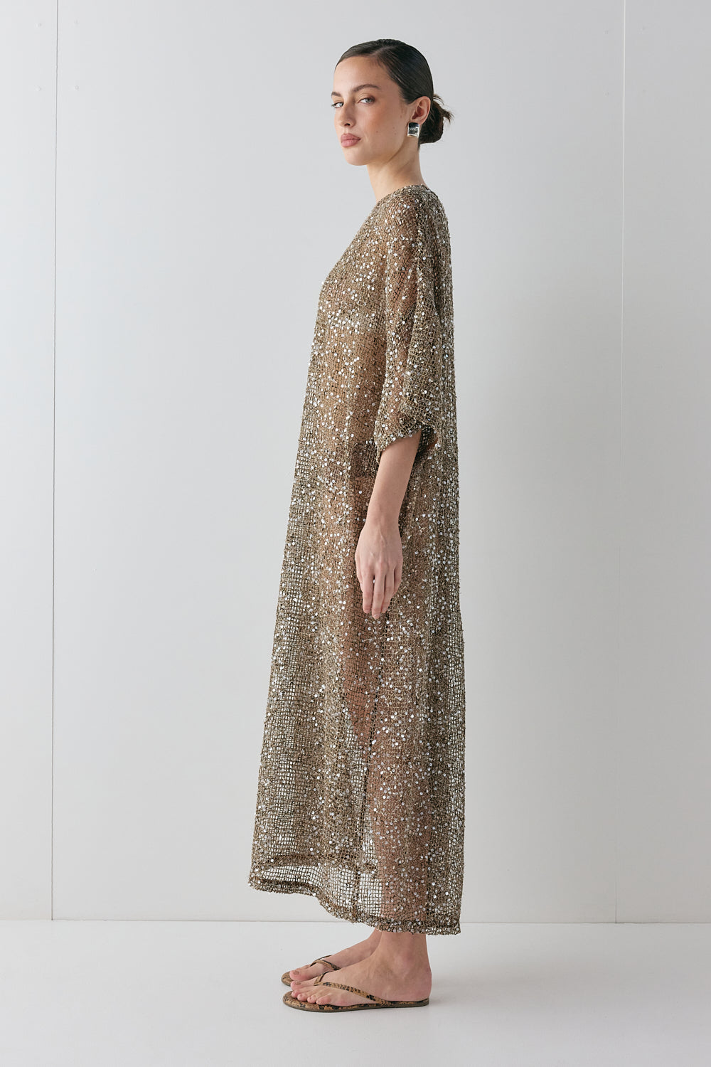Ivette Sequin Midi Dress Mocha